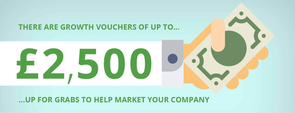 Growth vouchers up to £2,500 for marketing.