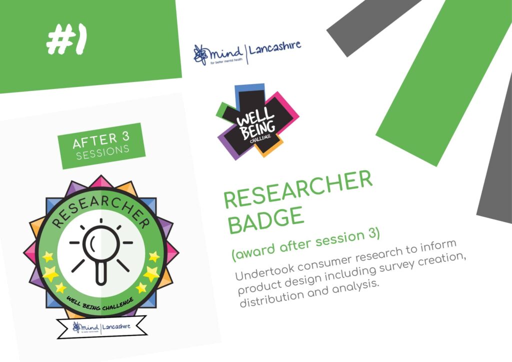 Researcher badge from Well Being Challenge.