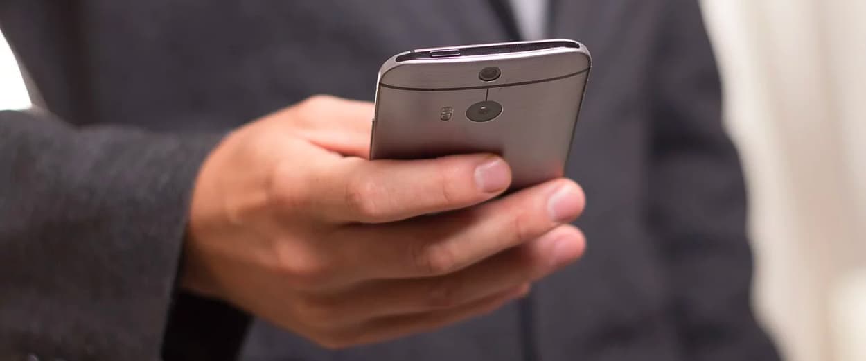 Person holding smartphone in hand