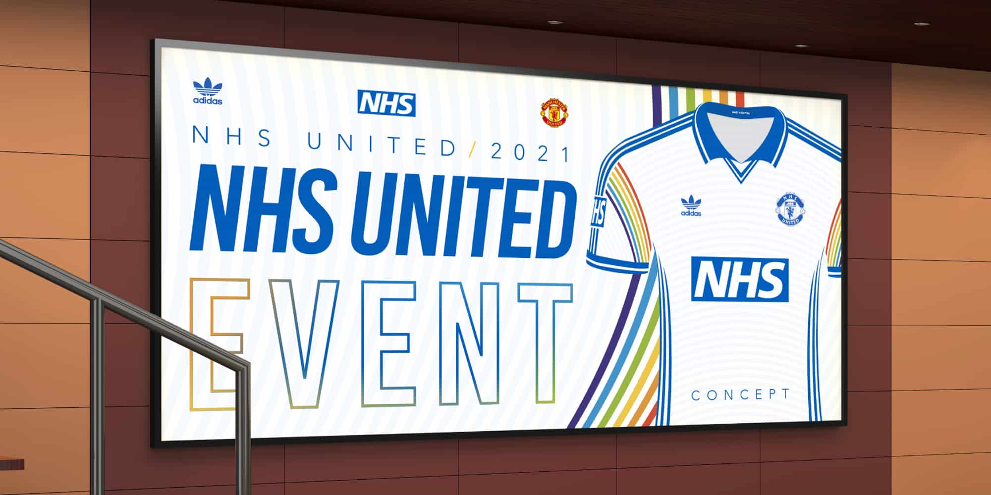 NHS United 2021 event poster with football shirt.
