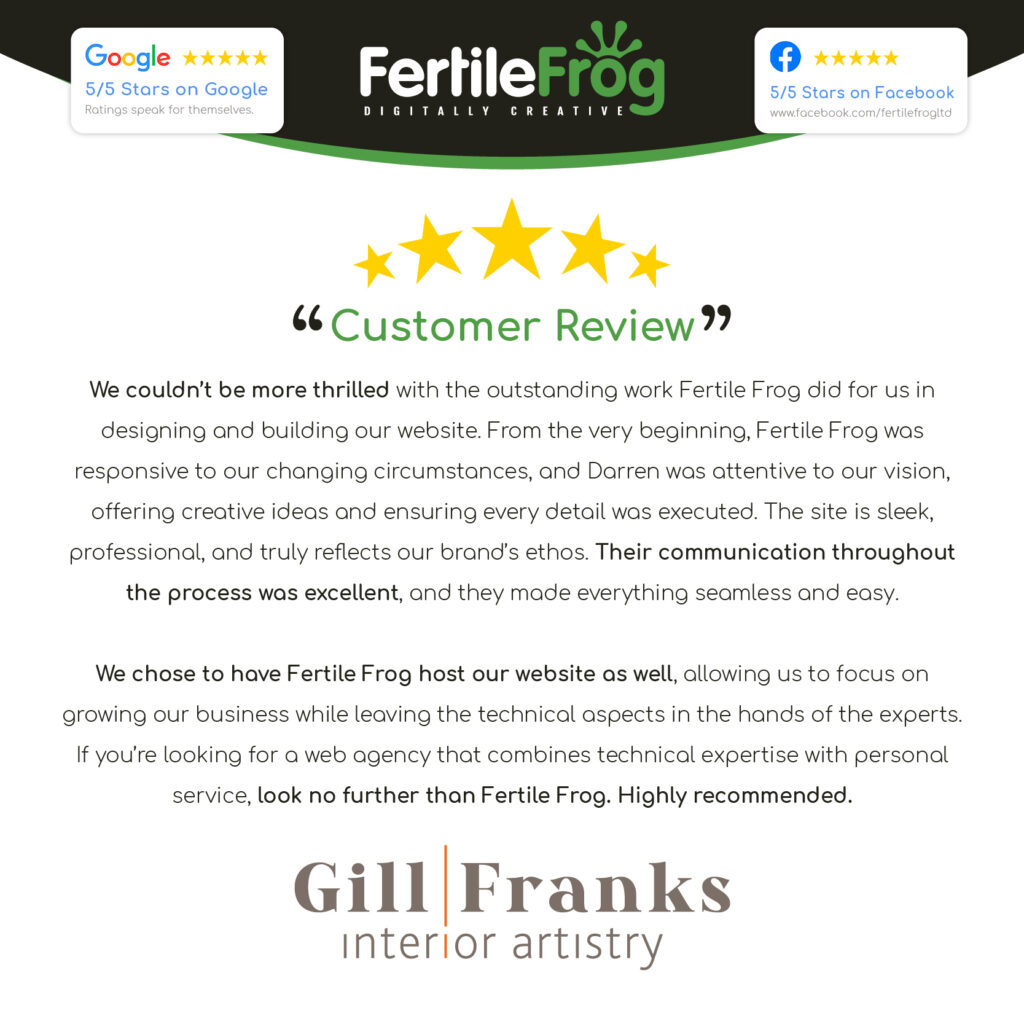 Fertile Frog customer review, 5-star rating image.