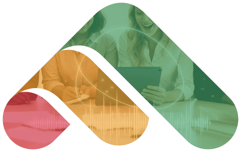 People collaborating and using a tablet.