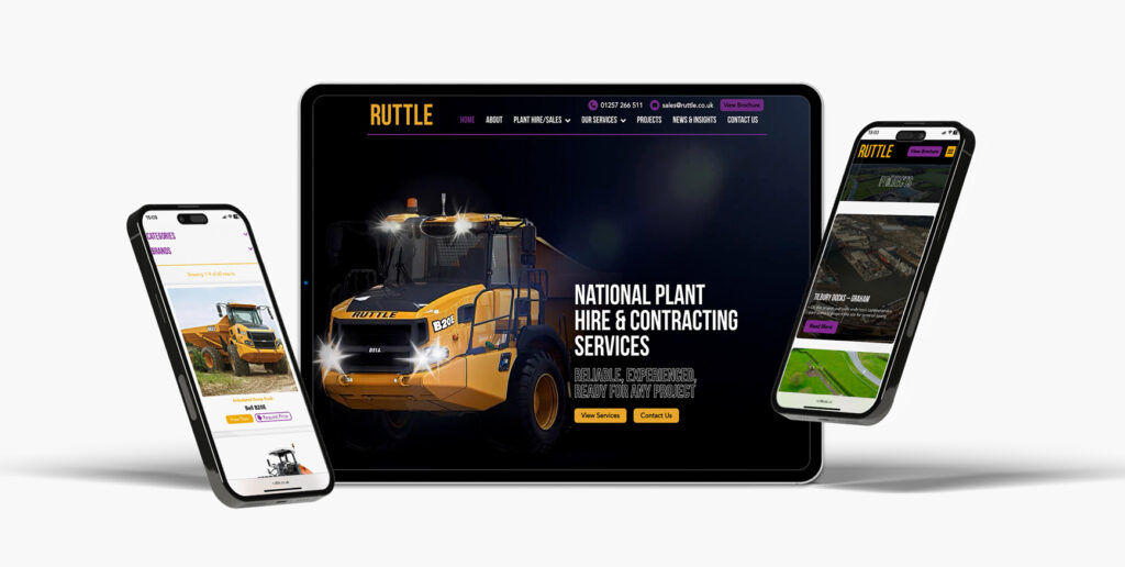 Ruttle plant hire services on digital devices.