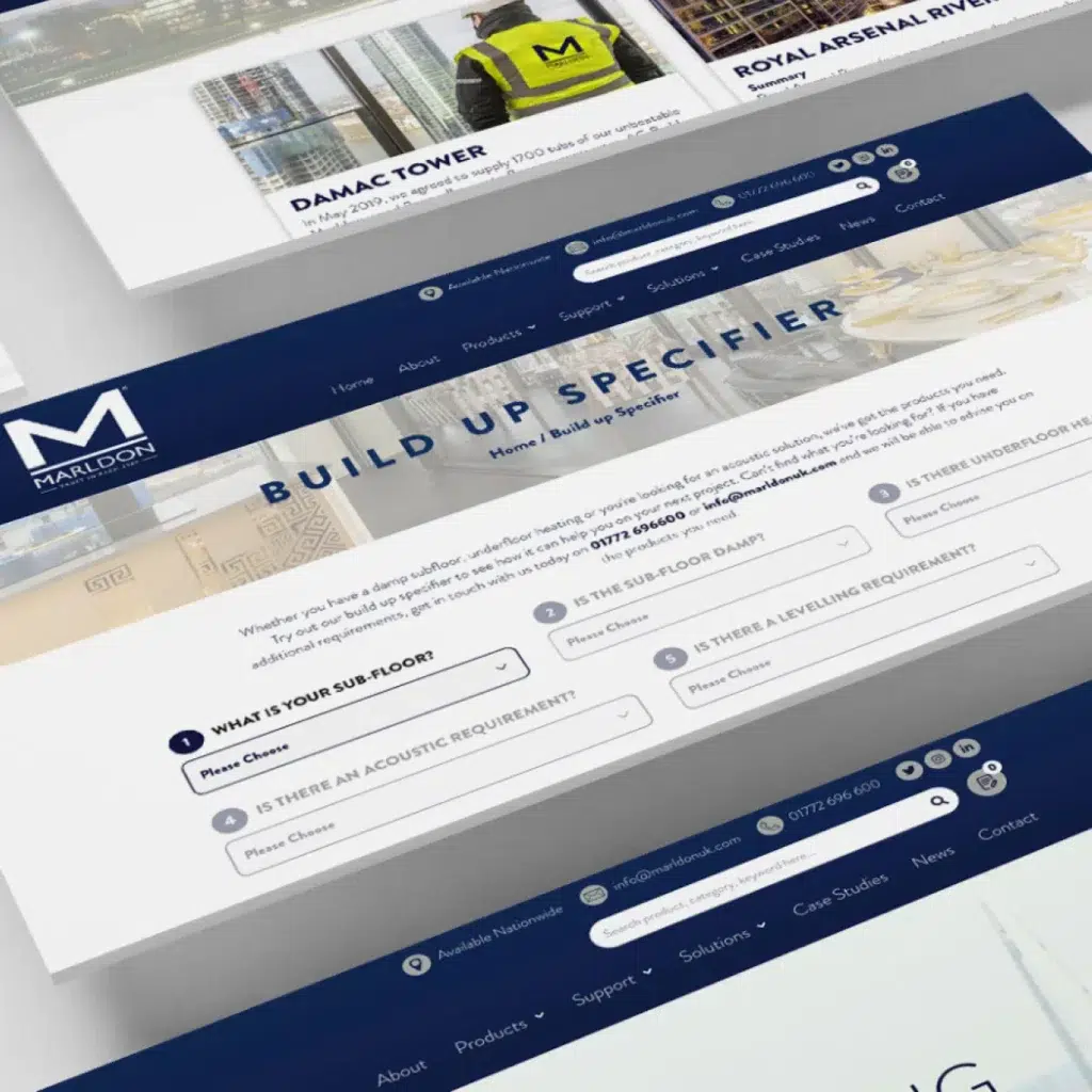Marldon website with build up specifier tool.