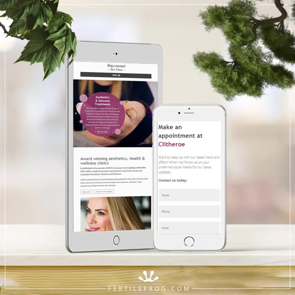 Mobile devices displaying healthcare clinic website