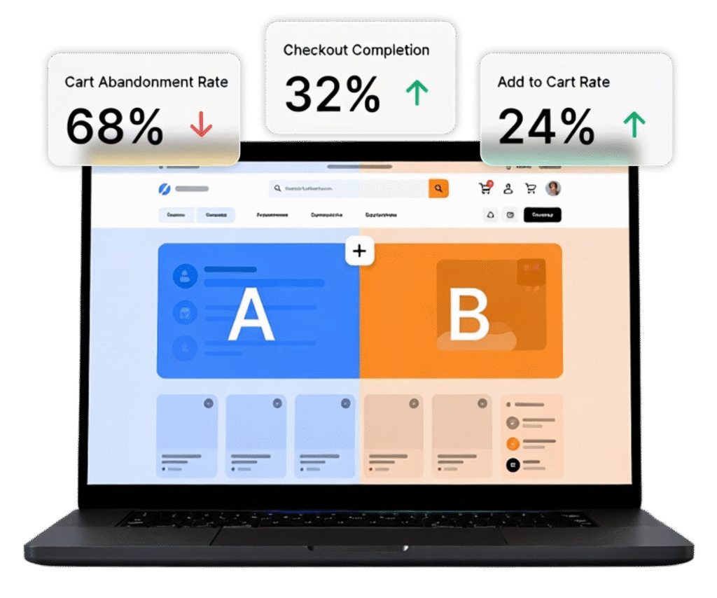 E-commerce metrics on laptop screen