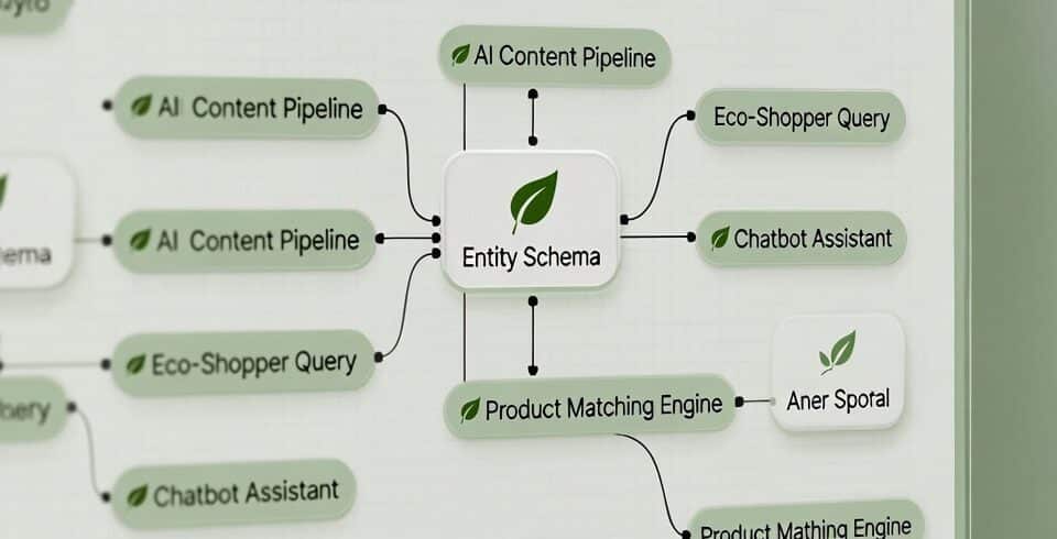 Entity schema mind map with AI content elements