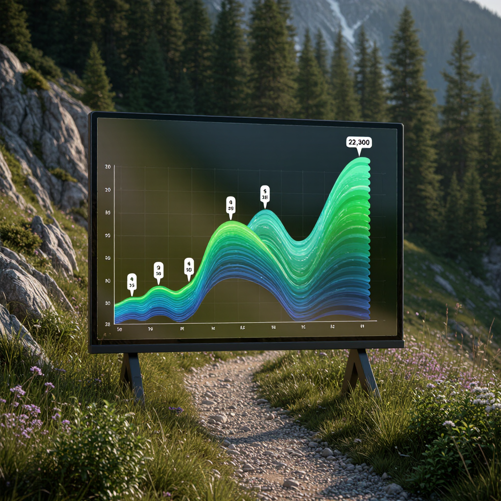 Large graph display on mountain path
