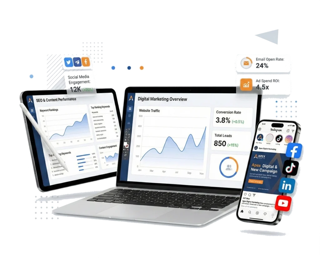 Digital marketing performance analytics on devices.