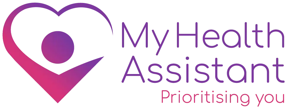 My Health Assistant logo with heart design.