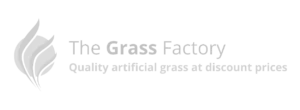 The Grass Factory logo with artificial grass tagline.