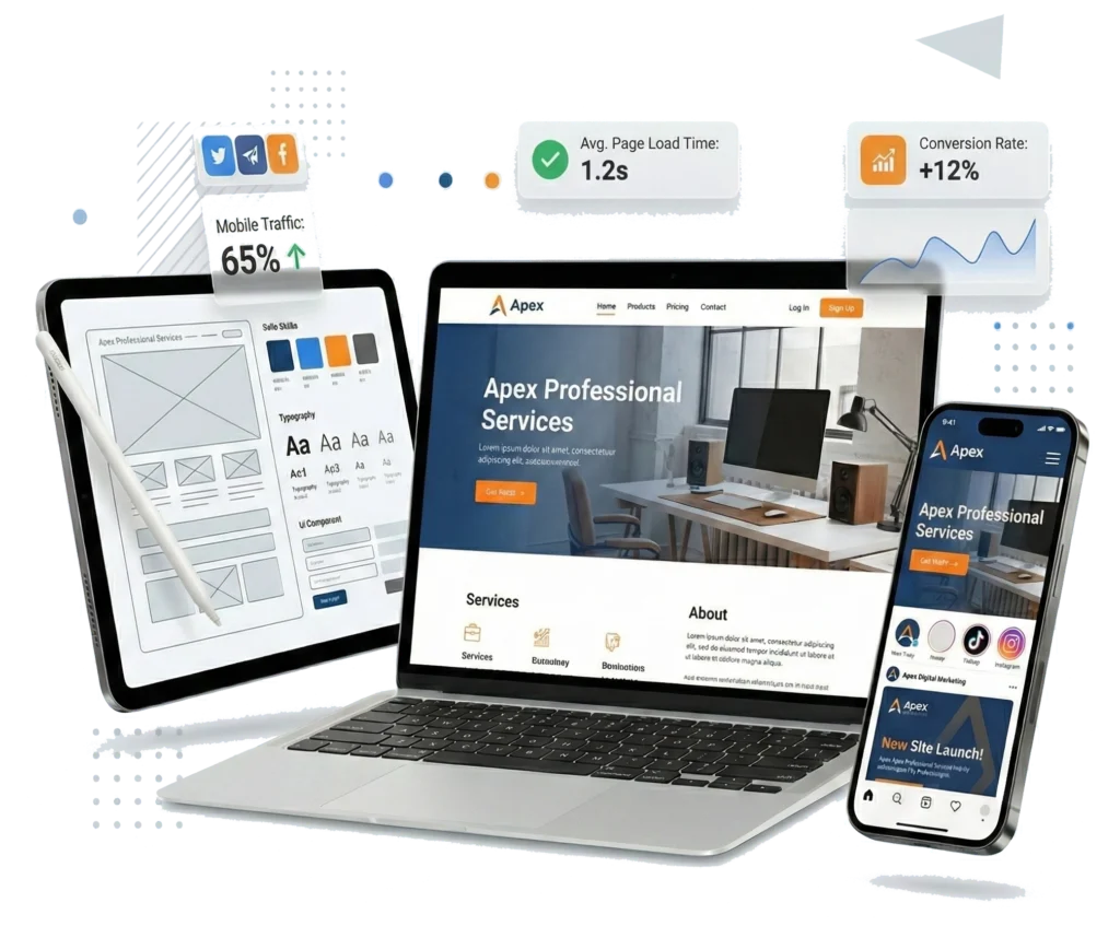 Digital services website on multiple devices.