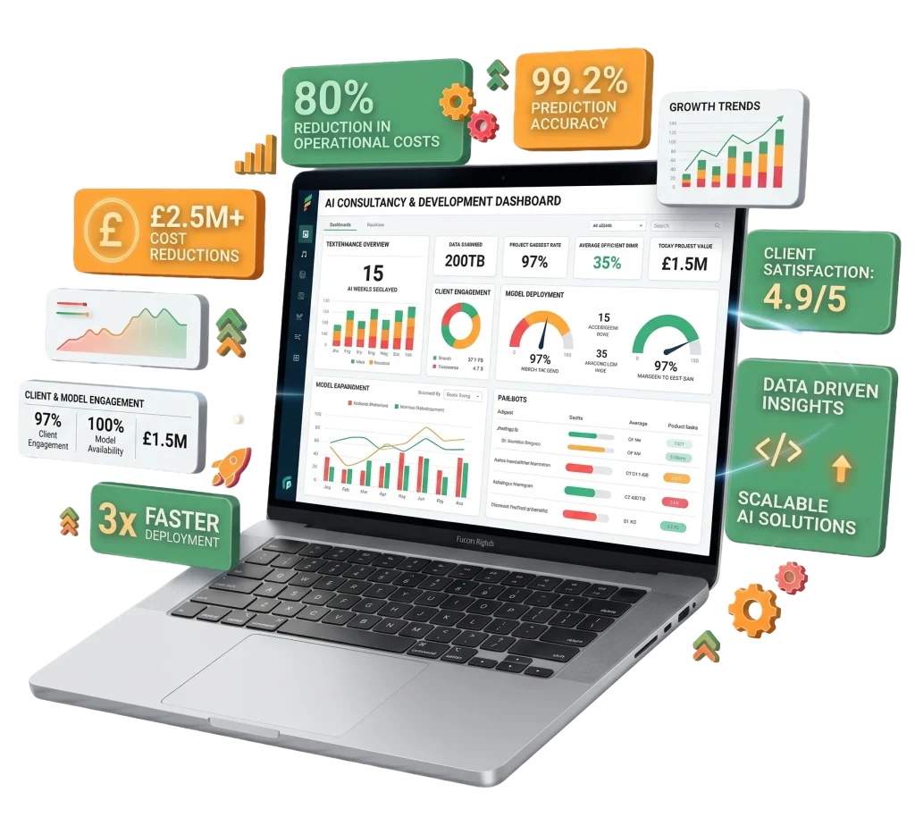 AI consultancy dashboard displaying analytics and performance metrics
