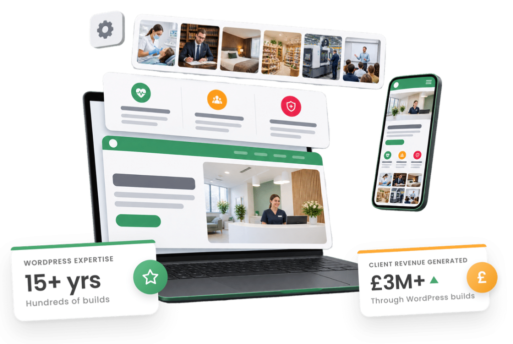 WordPress expertise digital agency platform displayed on laptop and phone